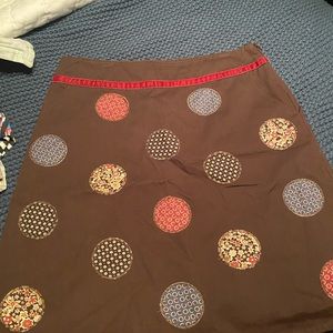 Boden Fun skirt! Brown with colorful dots. 16R but fits like 14.